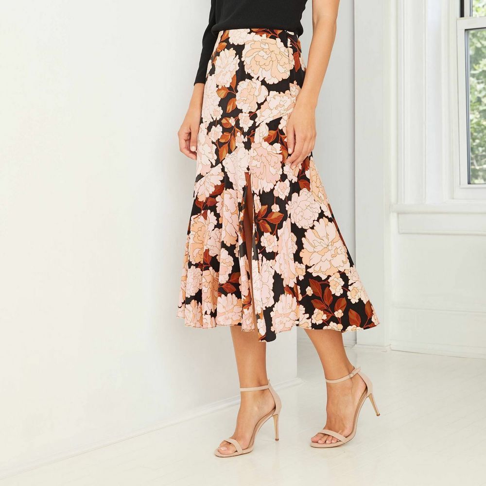 Women's Who What Wear Floral Print Midi Slip Skirt, Size 2 skirt, NEW, 1020